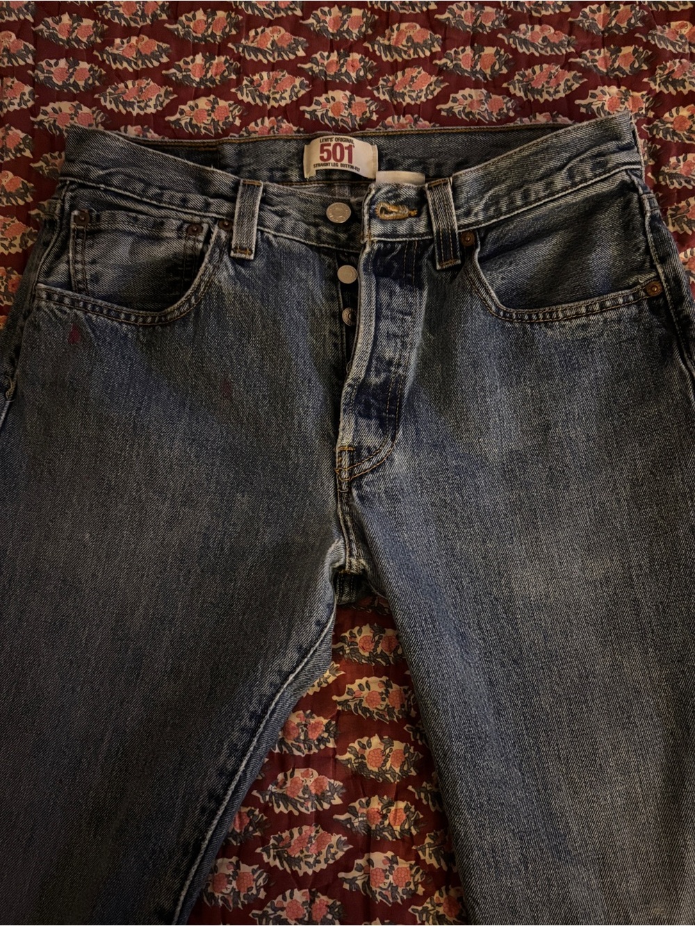 Levi's 501 Straight Jeans in Faded Blue Denim